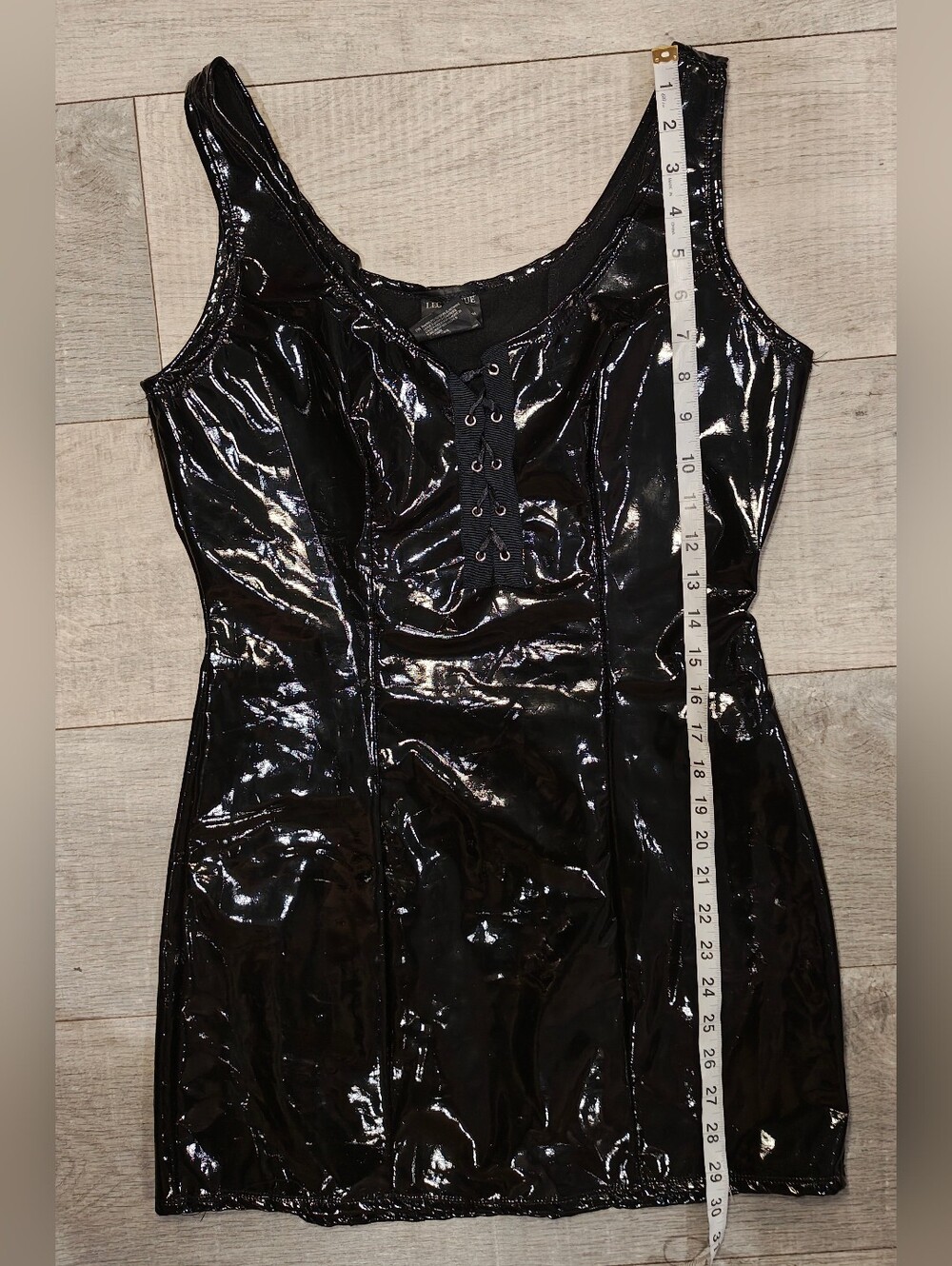 Y2K Leg Avenue Glossy Vinyl Lace Up Mini Dress. - Picture 10 of 12